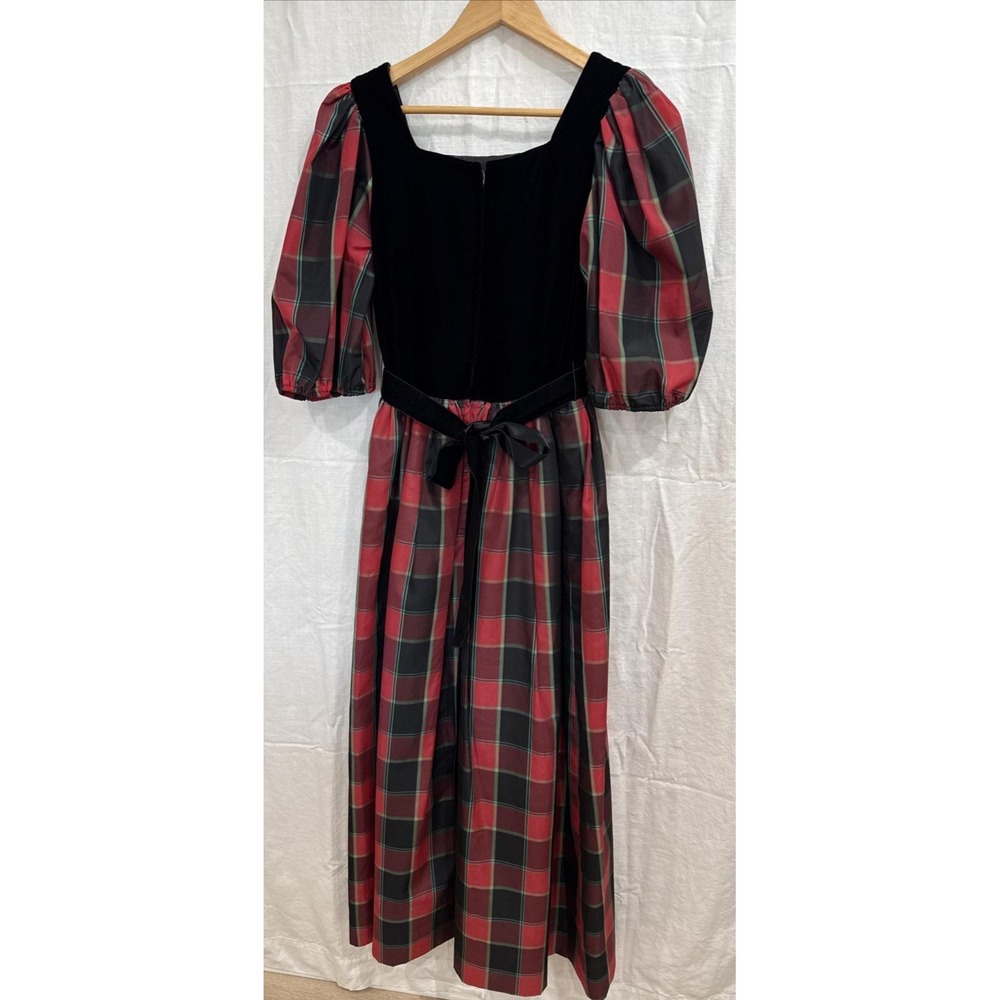 Vtg Holiday Dress Plaid Velvet Taffeta Union Made Modest Formal SZ Small Flaws - Picture 3 of 15